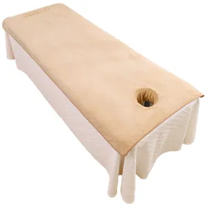 Thickened microfiber massage table cover with face hole and custom logo, soft and durable.