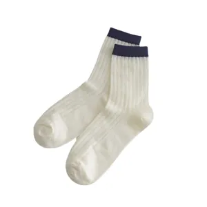 White mesh mid-tube women socks breathable summer casual trendy slouch socks pair