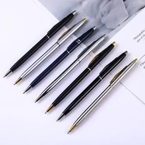 Metal push ballpoint pen set, aluminum barrel business office promotional gift supply