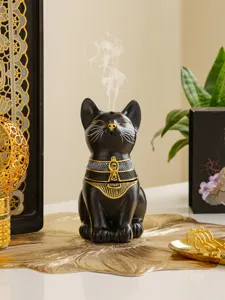 Modern Egyptian cat incense burner, exquisite resin aroma diffuser for home decor and spa.