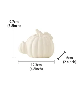 White ceramic pumpkin figurine modern desktop ornament for home office autumn decor