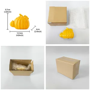 Ceramic pumpkin ornament decor desktop yellow cute autumn harvest festival gift box display