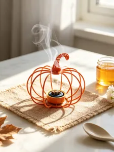 Moderner Metall Kürbis Räucherstäbchenhalter, minimalistische Desktop Aromatherapie Deko.