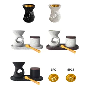 Conjunto de quemador de incienso de resina creativo moderno con bandeja y tarro ideal.