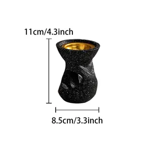 Quemador de incienso de resina moderno con cuenco interior dorado, altura de 11cm, elegante.