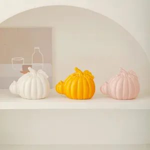Modern Ceramic Pumpkin Figurine Halloween Harvest Desktop Office Living Room Decorative Art Pumpkin Ornament