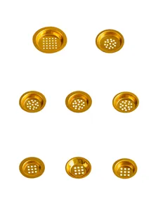 Golden metal hollow mesh filter cups, incense burner tray accessories, fine hardware parts.