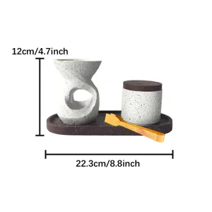 Conjunto de quemador de incienso de resina creativo moderno con bandeja para decoración del hogar.