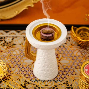Quemador De Incienso Arabe Pie Alto Oro Blanco Censero Medio Oriente Decoracion
