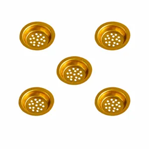 Set de 5 coladores de fregadero dorados, filtro de desagüe de 6,4 cm (2,5 pulgadas) para cocina y baño.