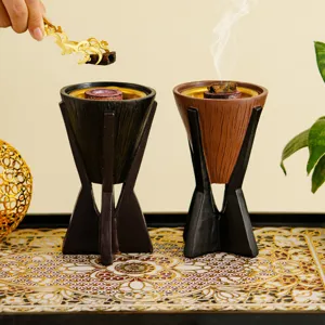 Brûle-encens conique en résine grain de bois arabe support d'arôme décoration de table
