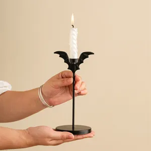 Bougeoir chauve-souris Halloween en fer forge support de bougie pour decoration de table
