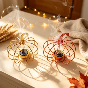 Metall Kürbis Weihrauchbrenner, hohles Design Aromatherapie Halter für Tisch und Heimdeko.