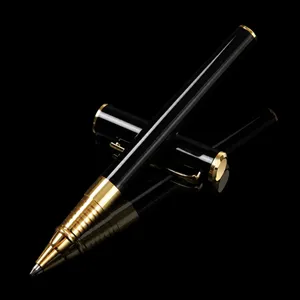 Metall Tintenroller Geschäft massgeschneidert schwarz gold Unterschriftenstift Detail