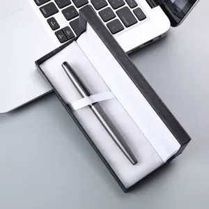 Business metal signature pen set in luxury gift box, sleek executive writing instrument gift.