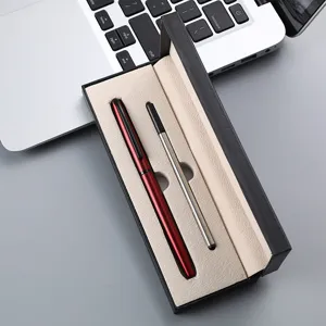 Business metal signature pen set with gift box, red ballpoint pen and refill for office use.