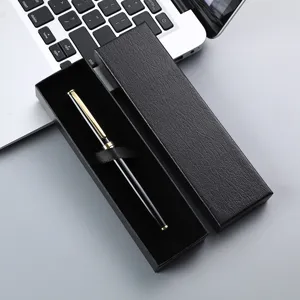 Business metal ballpoint pen gift set with elegant black box, perfect for office and gifts.