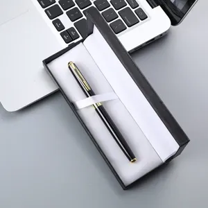 Geschäft minimalistisch schwarz gold Signatur Stift Geschenkbox Set, elegante Büro Schreibwaren.