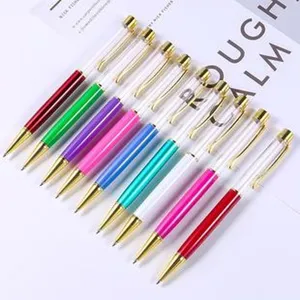 Kleurrijke doorzichtige kristallen balpen set met gouden clips voor kantoor school en cadeaus.