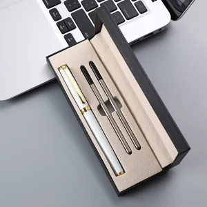 Business office metal signature pen gift box set with two refills for writing use