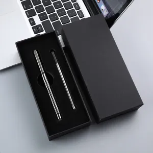 Set de stylo a bille en metal avec coffret cadeau stylo de bureau avec recharge noir.