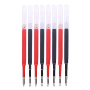 Vista detallada de recambios de bolígrafo de gel con tinta negra y roja de 0,5 mm.