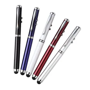 Penna a sfera in metallo multifunzione laser stilo 4 in 1, regalo aziendale portatile.