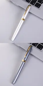 Metalen vulpen set zakelijk cadeau briefpapier met klassieke gouden clip en stijlvolle body.