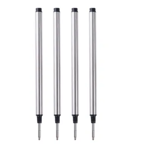 Metal rollerball pen refill detail, 0.5mm threaded design, smooth writing stationery.