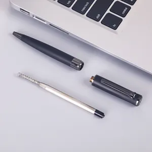 Business high-end metal ballpoint pen disassembled detail view with refill and spring.