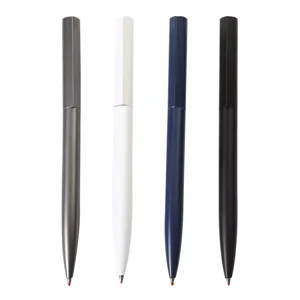 Minimalist hexagonal metal ballpoint pen set of 4 colors for office school business use.