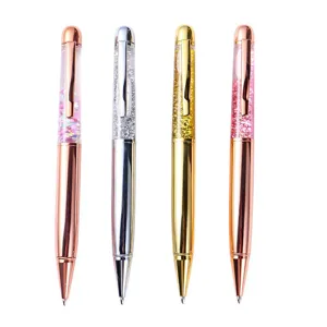 Luxe metalen balpen met vloeibare glitter en drijvende pailletten voor kantoor school cadeaus