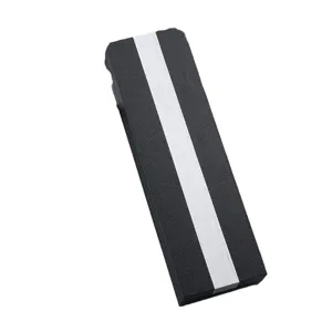 Caja de regalo rectangular negra con raya plateada, elegante estuche para bolígrafos.