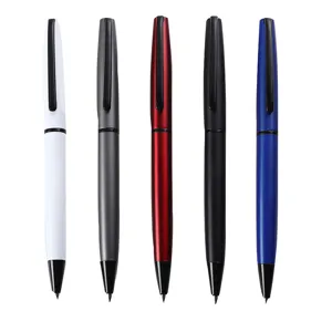 Metal ballpoint pen set of five colors white grey red black blue business office use main display