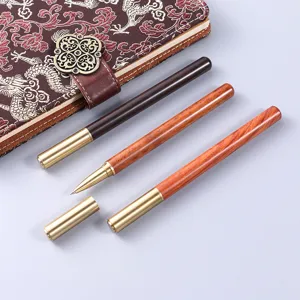 Bolígrafo De Firma De Latón Y Madera Maciza Hecho A Mano Vintage Business Bolígrafo Roller Tinta Negra Regalo Ejecutivo Para Oficina