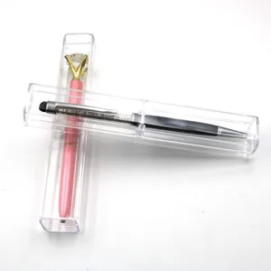 Transparent plastic pen box set with diamond decoration crystal ballpoint pens for gift office.