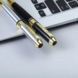 Pluma Estilográfica de Metal Minimalista Plumín Fino Oficina de Negocios Firma Escritura Papelería de Estudiante Caja de Regalo Set
