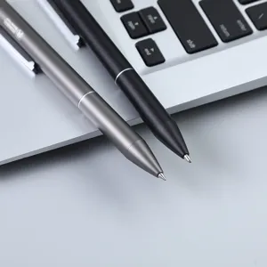 Business metal gel pen set, 0.5mm black ink, rotating twist ballpoint gift pen for office.