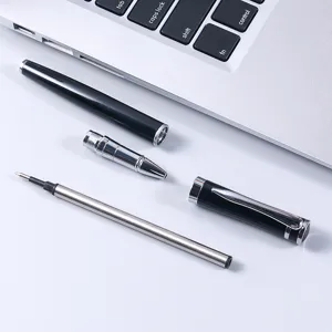 Metal signature pen set, black and white business ballpoint pen with custom logo option.