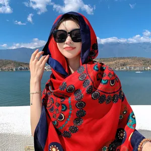 Summer women sun protection scarf ethnic style beach shawl travel thin headscarf shawl