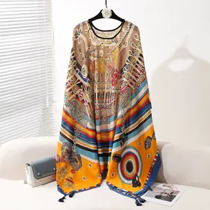 Damen Vintage Seidenschal Pullover Schal Sommer Sonnenschutz Cape lose elegante Oberbekleidung