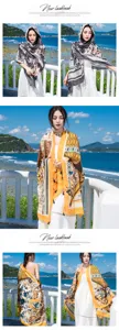 Summer vacation ethnic style scarf lightweight beach shawl anti-UV breathable head wrap
