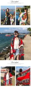 Summer ethnic style cotton linen scarf shawl resort beach uv protection women shawl top
