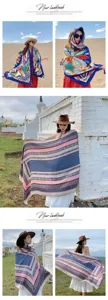 Ethnic style sunscreen scarf and shawl for women travel photography, colorful design.