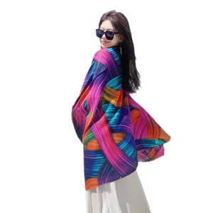 Women vacation ethnic style oversized sun protection shawl beach summer thin outer wear scarf