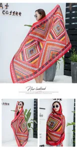 Women summer ethnic print beach scarf lightweight sun protection shawl wrap for travel.
