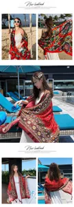 Summer ethnic style cotton linen scarf resort beach shawl sun protection large wrap