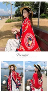 Summer ethnic style boho shawl scarf, resort beach sun protection cape, vintage print design.