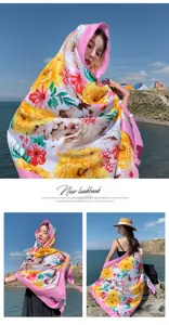 Ethnic floral print sunscreen scarf shawl for women, perfect for travel, beach and outdoor.