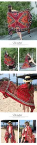 Bohemian ethnic style beach scarf summer vacation sun protection shawl lightweight cape wrap.